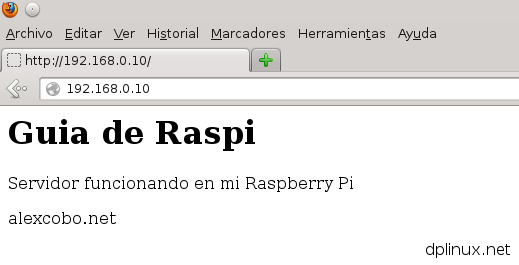 servidor web funcionando en raspberry pi